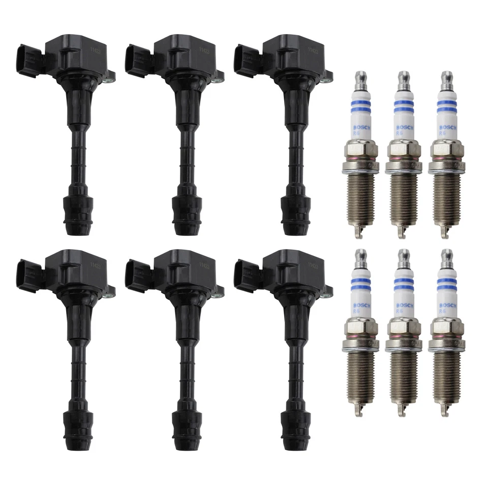 Kit de 6 bujías de iridio Bosch Denso bobina de encendido para FX35 G35 M35 V6 VQ35DE Foto 1 de 1