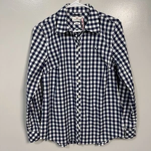 NWT Vineyard Vines Women's Woven Tops Gingham Classic Button Down Deep Bay Sz 4 - Picture 1 of 7