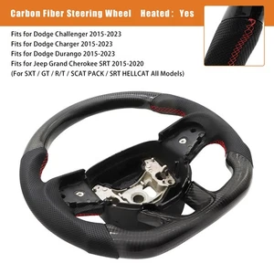 Carbon Fiber Heated Steering Wheel Fit Dodge Charger Challenger 2015-2023 - Picture 1 of 10