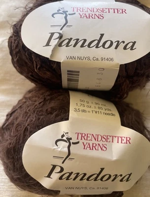 Lote de 2, HILOS TRENDSETTER, PANDORA, Poliamida, 50gm/85yds, col#37, Marrón Foto 1 de 3