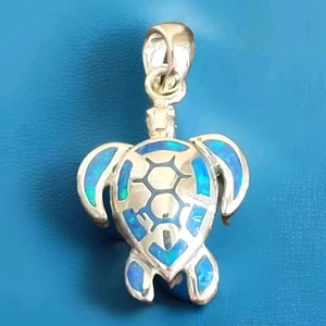 Ericks Sterling Silber Blau Opal Schildkröte Charm Taxco.925 - Bild 1 von 7
