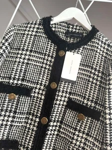 A015 ZARA BLAZER TWEED PATA DE GALLO BOTONES DORADOS CHAQUETA ABRIGO - XL - Imagen 1 de 24