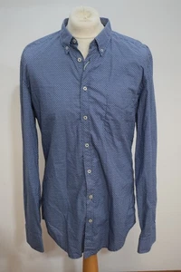 BNWT Men's Blue Patterned Long Sleeve Shirt Size XL Button Down Collar - Picture 1 of 8