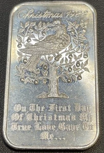1988 Christmas Partridge In A Pear Tree Art Bar 1oz.999 Silver Madison Mint Nice - Picture 1 of 13