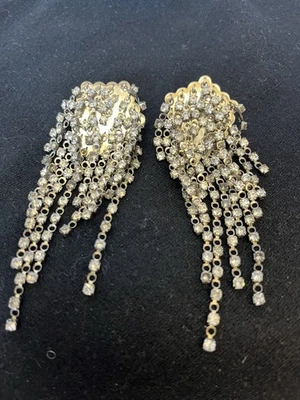 Sorrelli Clip en Pendientes Cuelga Estrás Cascada Tono Plateado Raro De Colección 4" Foto 1 de 4