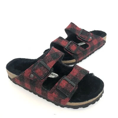 Birkenstock Arizona Remache Cuadros Piel de Oveja Rojo Calce Estrecho 36/Mujer 5.5 Foto 1 de 4