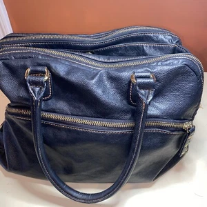 Kate Landry Black Soft Leather Shoulder Purse Medium Zipper Closure Lots Room - Picture 1 of 11