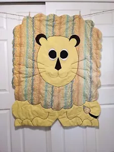 Vintage Lion Baby Blanket Nursery Crib Quilt Wall Hanging Quilted Safari Cute - Picture 1 of 10