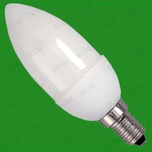 1x 7W Low Energy Power Saving CFL Candle Light Bulbs, SES E14 Screw Lamps 2700K - Picture 1 of 1