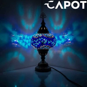 Mosaico turco marroquí colorido Tiffany mesita de noche lámpara de escritorio luz y bombilla-L - Imagen 1 de 9
