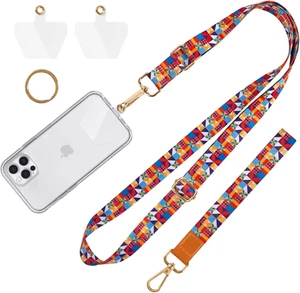 MAXCURY Cordon de téléphone portable bandoulière, sangle de cou réglable et poignet à main - Photo 1 sur 9