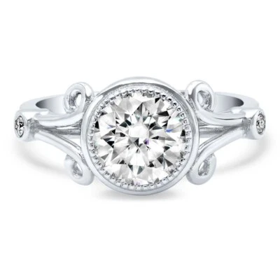 Round cut 1.56ct Lab Grown GL Certified Diamond Engagement Ring 14K White Gold - Image 1 of 4