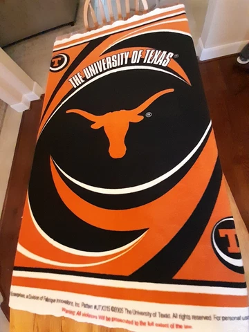 University of Texas UT Longhorns Unfinished Material Blanket Made in USA 65x50 Cover