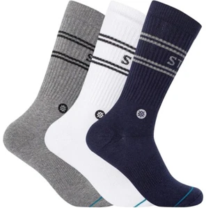 Stance Basic 3er-Pack Crew Freizeitsocken Herren Größe Medium 6-8,5 marineblau weiß grau - Bild 1 von 5