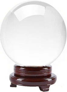 HONGVILLE Feng Shui Home Decor Solid Clear Glass Crystal Ball Sphere 60-200MM - Picture 1 of 20