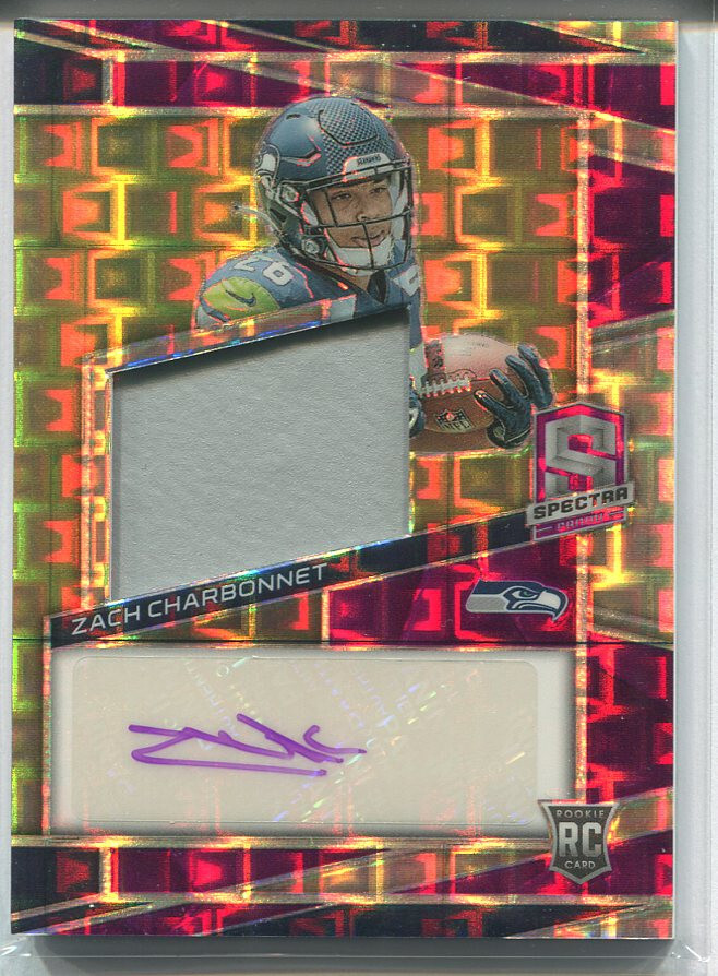 2023 PANINI SPECTRA RC #241 ZACH CHARBONNET PURPLE NEON PATCH AUTO AUTOGRAPH /30
