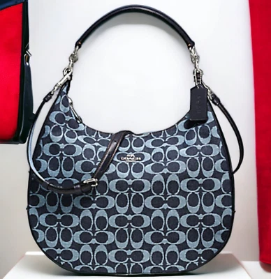 NUEVO CON ETIQUETAS_COACH F57912 HARLEY HOBO Bolso Bandolera de Hombro con FIRMA DENIM Y CUERO Foto 1 de 4