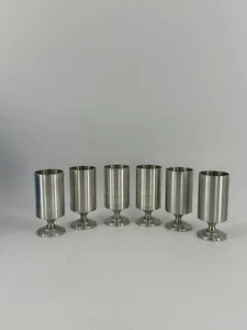 Vintage Singapore Pewter Shot Glasses MCM by National Pewter Co, set of 6 - Picture 1 of 6