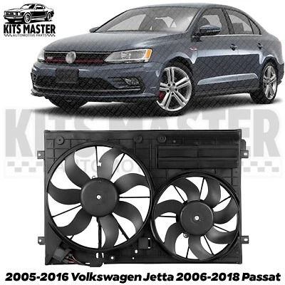 New Front Radiator Dual Cooling Fan For 2005-2016 Volkswagen Jetta 06-18 Passat — 第 1/4 张图片
