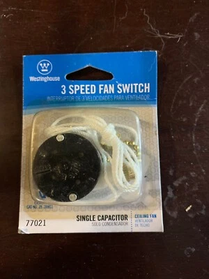 INTERRUPTOR DE VENTILADOR DE 3 VELOCIDADES para ventilador de techo - condensador único - ¡NUEVO! Westinghouse 77021 Foto 1 de 2