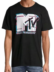 T-shirt uomo MTV Logo Glitch nera grafica - nuova con etichetta - Foto 1 di 4