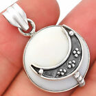 Crescent Moon - Natural White Opal 925 Sterling Silver Pendant Jewelry P-1719