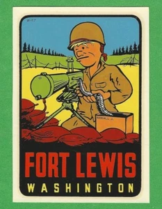 VINTAGE ORIGINAL 1950 SAD SACK SOLDIER "FORT LEWIS" WASHINGTON TRAVEL DECAL ART - Picture 1 of 1