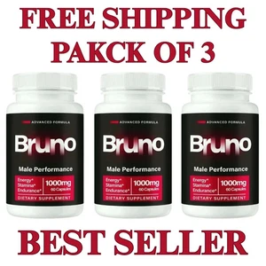 (3 Pack) Bruno Pills for Men Advanced Male Performance & Energy Pills 60caps - Picture 1 of 4