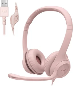Logitech H390 Over-Head Comfort USB Headset w/ Noise-Canceling Microphone pink - Zdjęcie 1 z 17