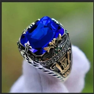Anello uomo nero gioielli fatti a mano argento sterling 925 tutte le misure anello moda 2025 - Foto 1 di 13