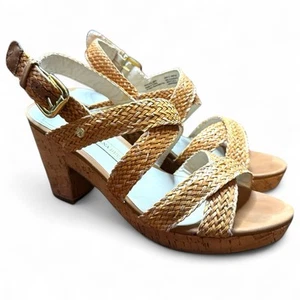 Dana Buchman Vegan Braided Slingback Strappy Wedge Sandal Size 8.5M Preowned - Picture 1 of 5