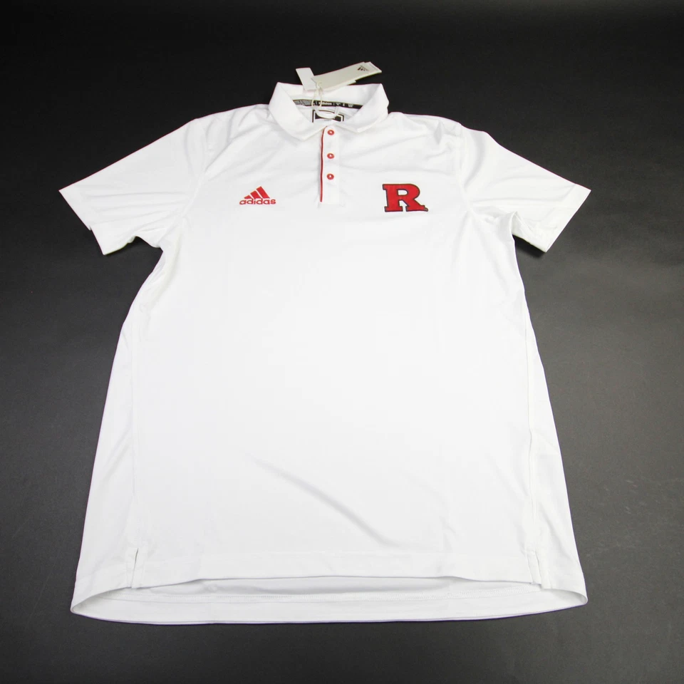 Polo masculino Rutgers Scarlet Knights Adidas branco novo - Imagem 1 de 1