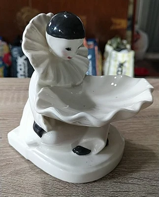 Jabonera payaso cerámica blanco y negro peirrot vintage Foto 1 de 4
