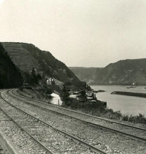 Germany Rhine River Sankt Goar Panorama Old NPG Stereo Stereoview Photo 1900 - Picture 1 of 3