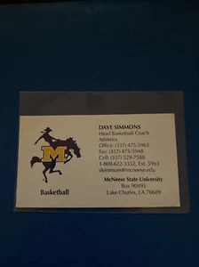 Dave Simmons Signed Business Card McNeese State Basketball Autograph Auto  - Picture 1 of 2