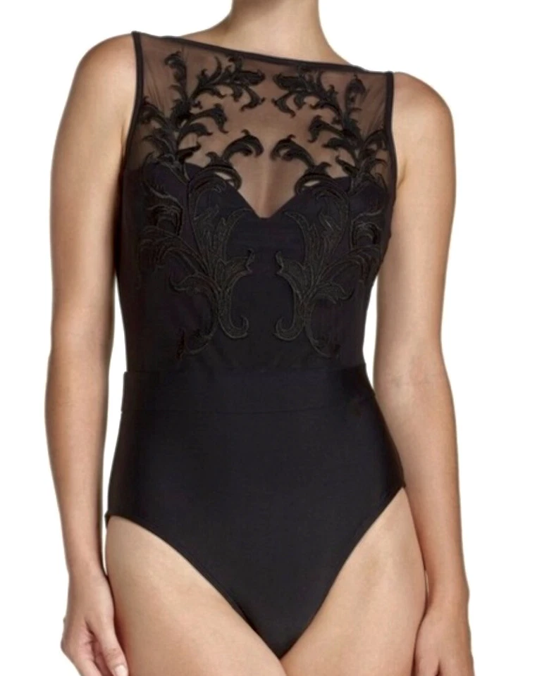 Traje de baño TED BAKER encaje guipur cuello alto negro 1 pieza NUEVO para mujer 32 DD / E Foto 1 de 4
