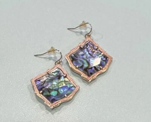 Kendra Scott Kristen Abalone Rose Gold Drop Dangle Earrings Beautiful Condition - Picture 1 of 3
