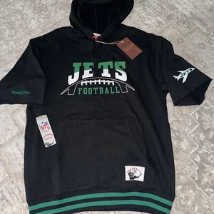 NWT Mitchell & Ness - New York Jets Pre-Game Hoodie - Men's M Short Sleeve-F - Picture 1 of 6