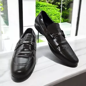 Versace Collection Men's Brown Leather Loafers Slip On Dress Shoes US 10 UER 43 - Picture 1 of 24