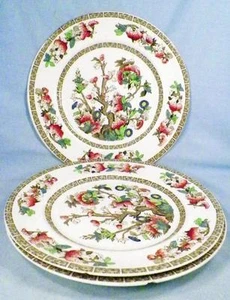 3 Johnson Brothers Indian Tree Luncheon Plates Green Greek Key Cream As Is - Picture 1 of 5