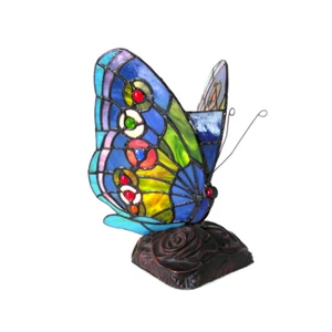 KACY 1 Tiffany-style 1 Light Butterfly Accent Table Lamp 10" Tall - Picture 1 of 1