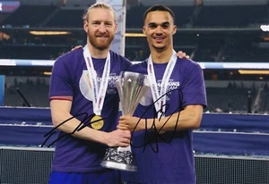Football - Tim Ream & Antonee Robinson - Hand Signed 12x8 Inch Photo - USA - COA - Picture 1 of 1