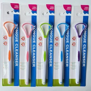10 Tongue Scraper Cleaner Adults Kids Oral Hygiene Scrapers Bad Breath Cure Tool - Picture 1 of 6