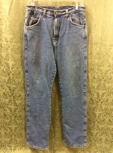 Wrangler Rugged Wear Fleece Lined Blue Jeans 32X34 green lining work chore ranch - Picture 1 of 8