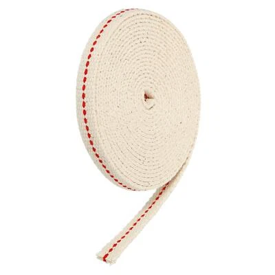 Algodón Aceite Lámpara Mecha 9mm Plano Ancho 3 Metros con Roja Puntada - Imagen 1 de 4