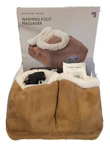 Sharper Image Warming foot Massager, brown and beige polyester material NOB - Picture 1 of 14