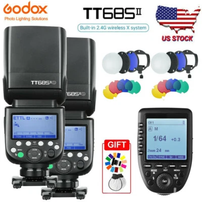 US 2*Godox TT685II-S TTL Speedlite Flash+Magnetic Color+Xpro-S Trigger For Sony - Image 1 of 4