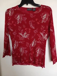 Relatività - TOP CAMICIA STAMPA FOGLIA ROSSA - Taglia M - Foto 1 di 3