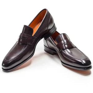 Santoni Penny Loafer in Dunkelbraun mit leichtem Verlauf - Picture 1 of 30