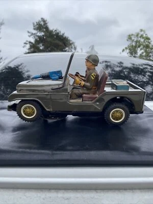 Vintage T-N Nomura Japan Tin Battery Operated US Army Military Jeep #6607 Rare! - Image 1 of 4